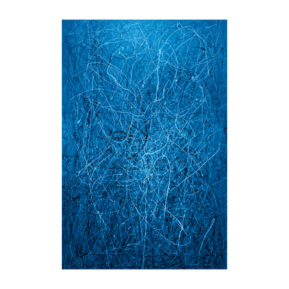 Celestial Drifts - Blue, Black & White Abstract Drip Painting | Pollock-Inspired Art