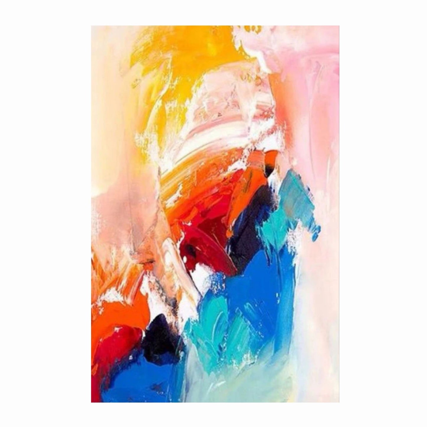 Abstract painting with vibrant colors on a white background