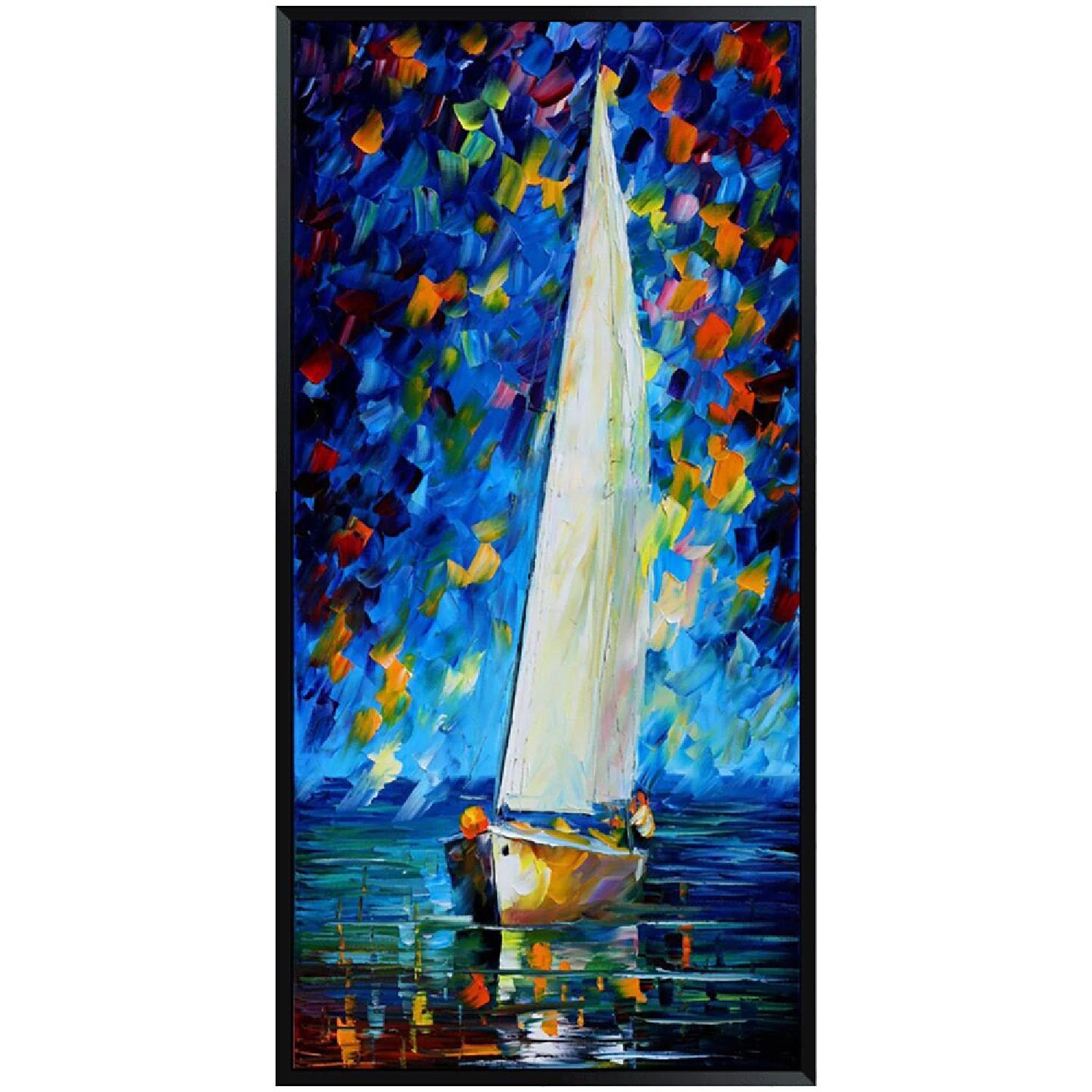 Colourful Abstract Sailboat Impressionist Sea Painting