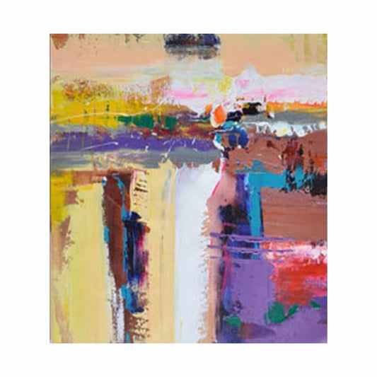 Abstract painting with colorful brush strokes on a white background