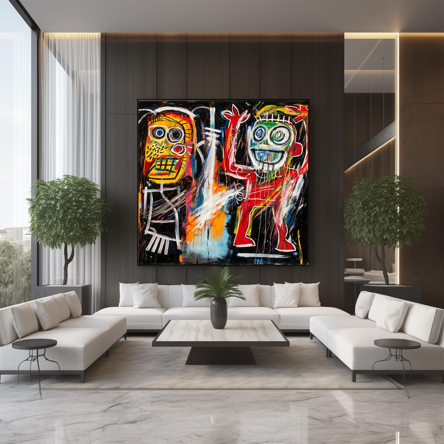 Concrete Happy Conversations – Hand-Painted Expressive Abstract Canvas Art