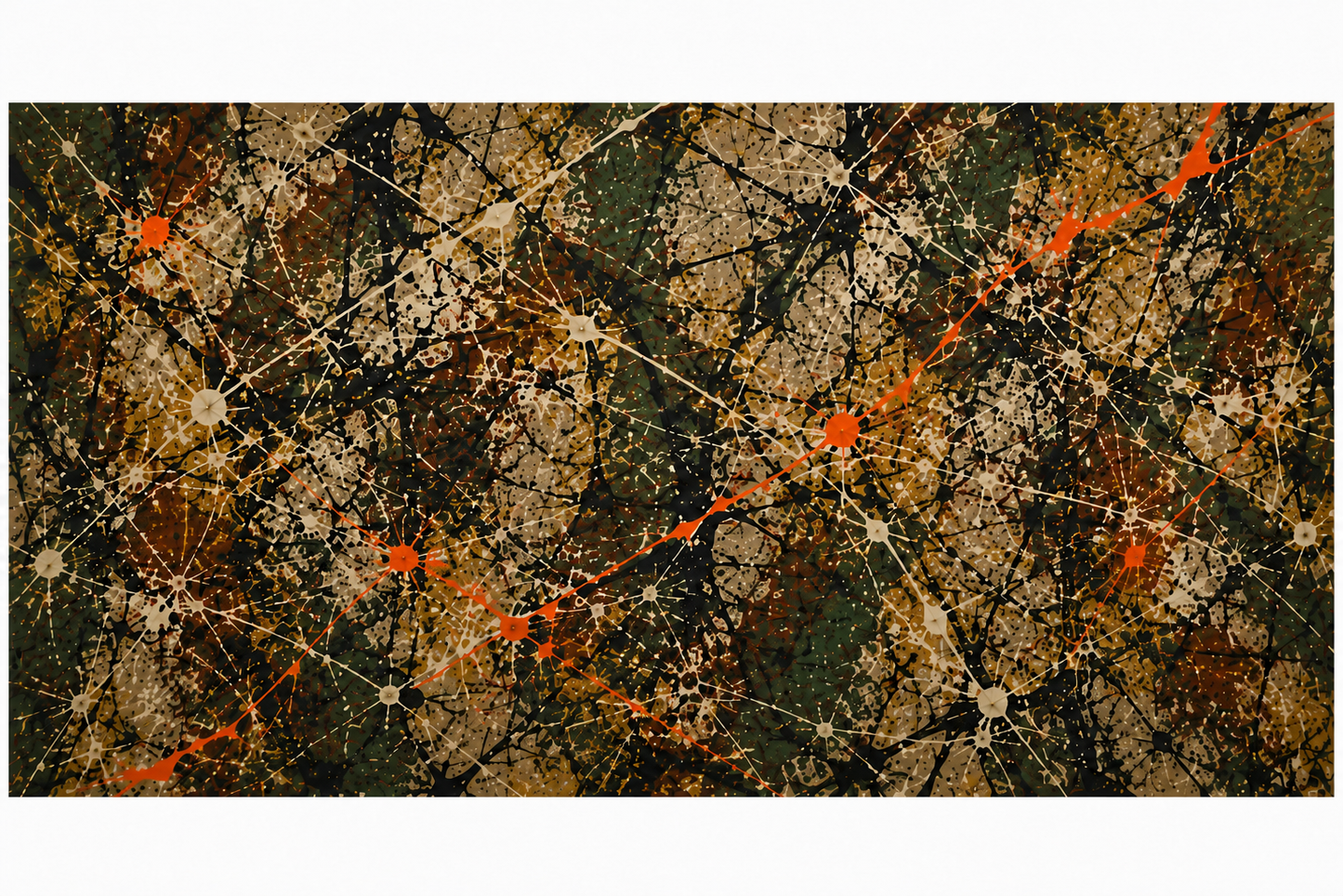 Earthtone Pollock Inspired Abstract Painting | Large Modern Wall Art