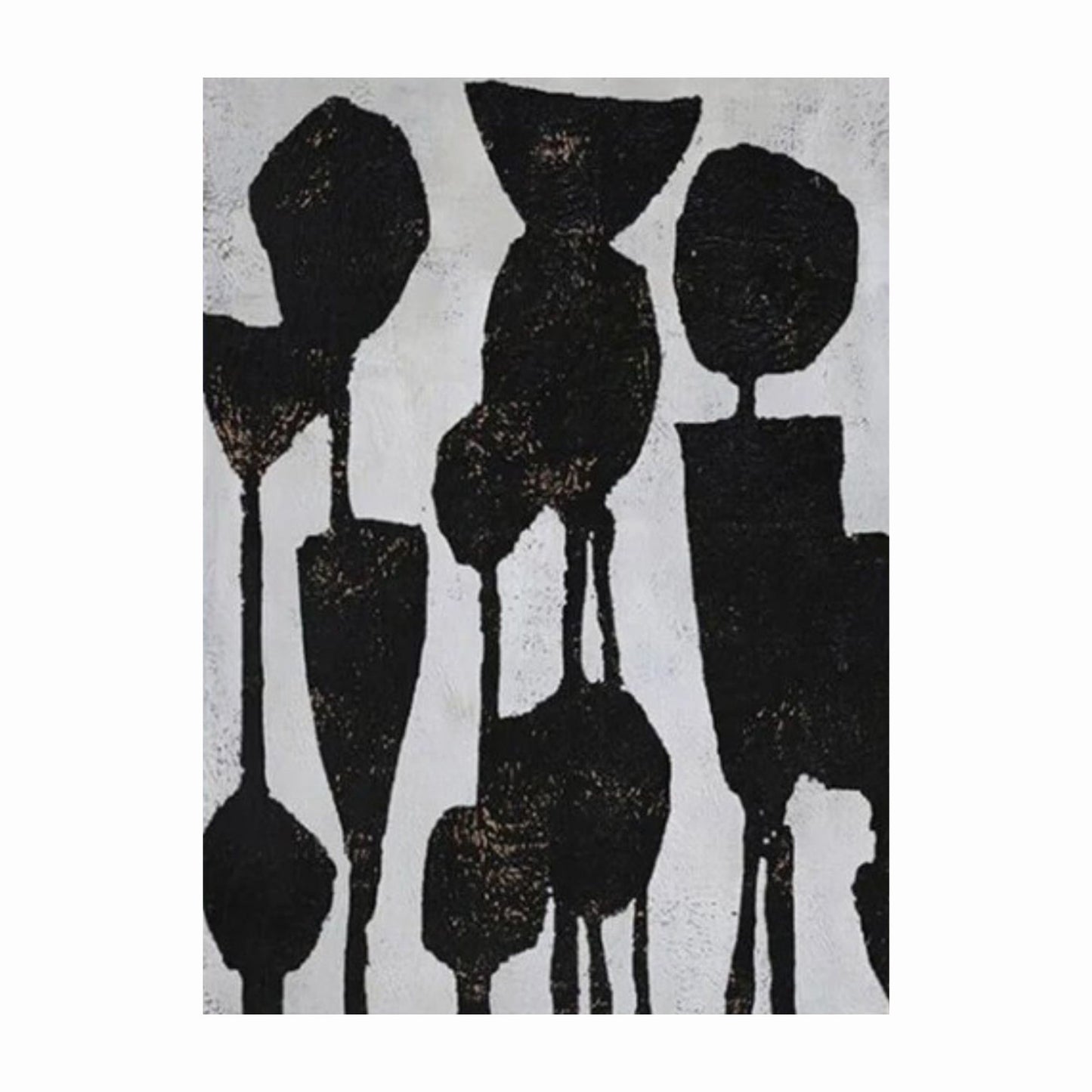 Black abstract shapes on a gray background