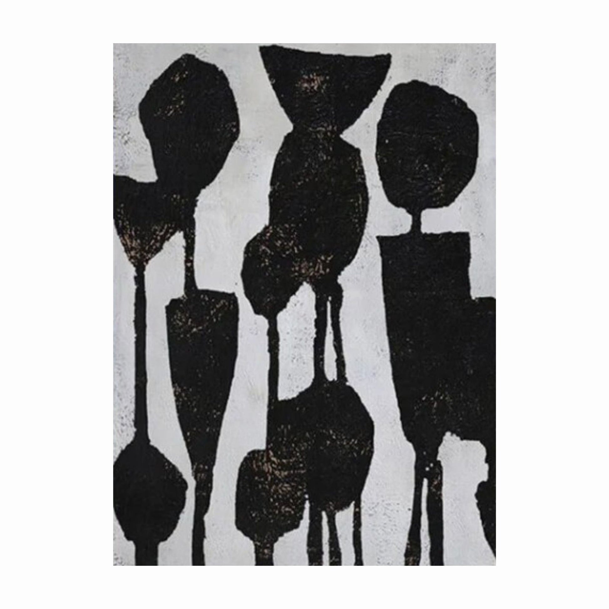 Black abstract shapes on a gray background