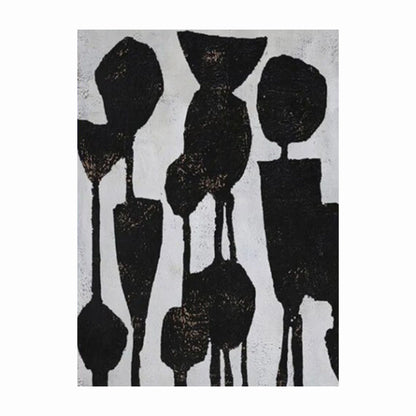 Black abstract shapes on a gray background