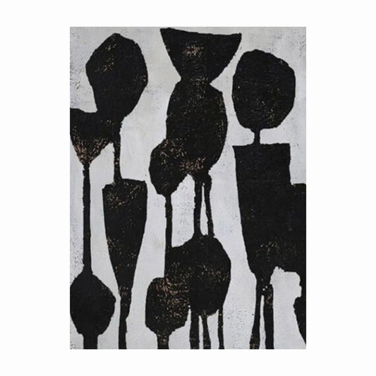 Black abstract shapes on a gray background