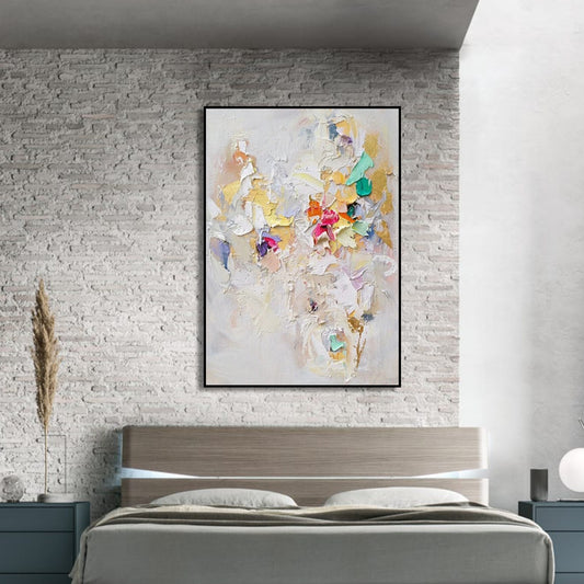 Chic Pastel Knife Textured Abstract Canvas Art Painting