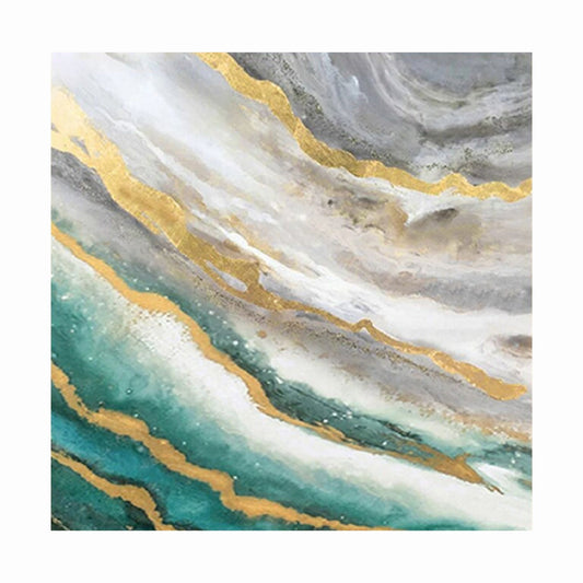 Marble-like texture with gold and green swirls on a white background