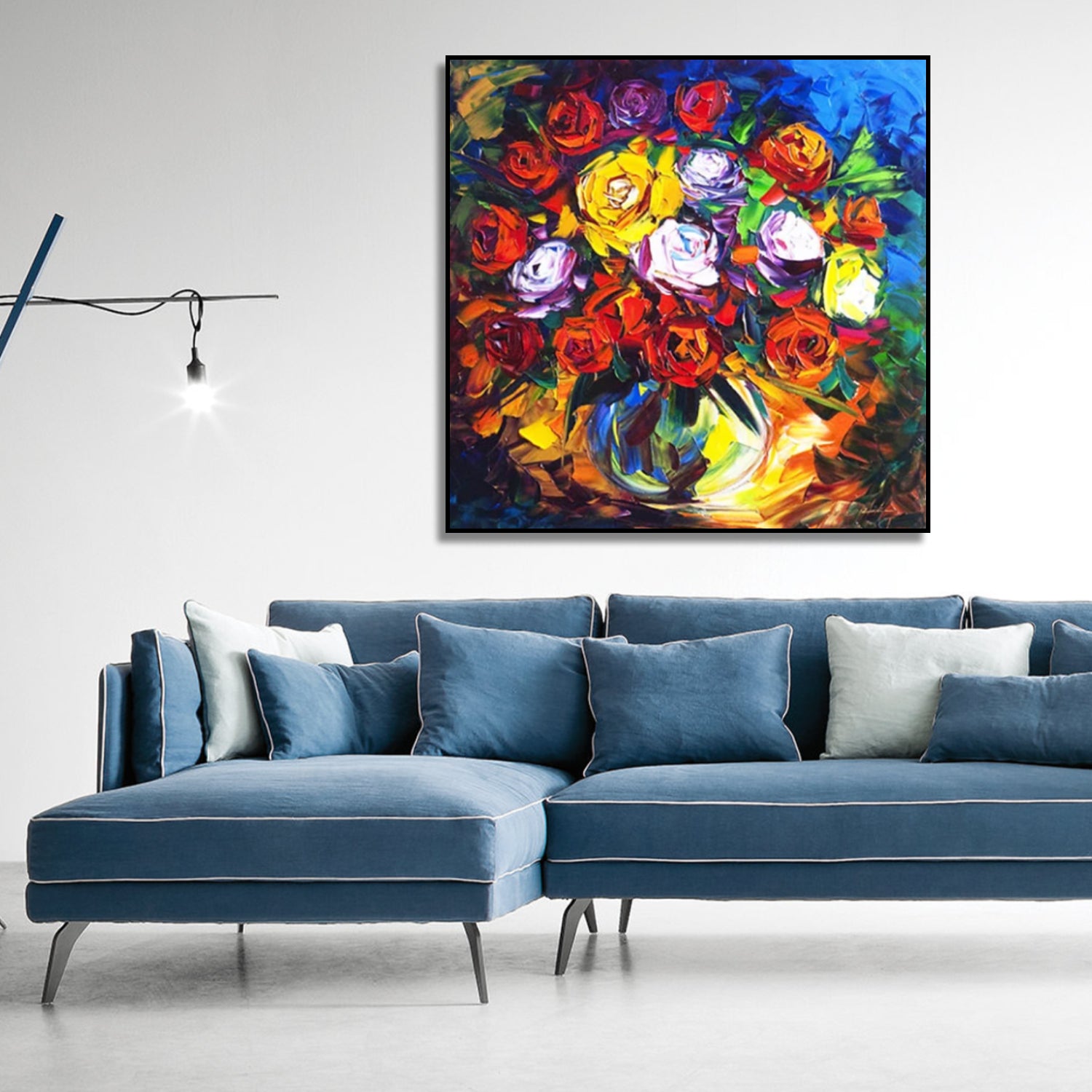 Expressive Rose Bouquet Colourful Textured Floral Painting