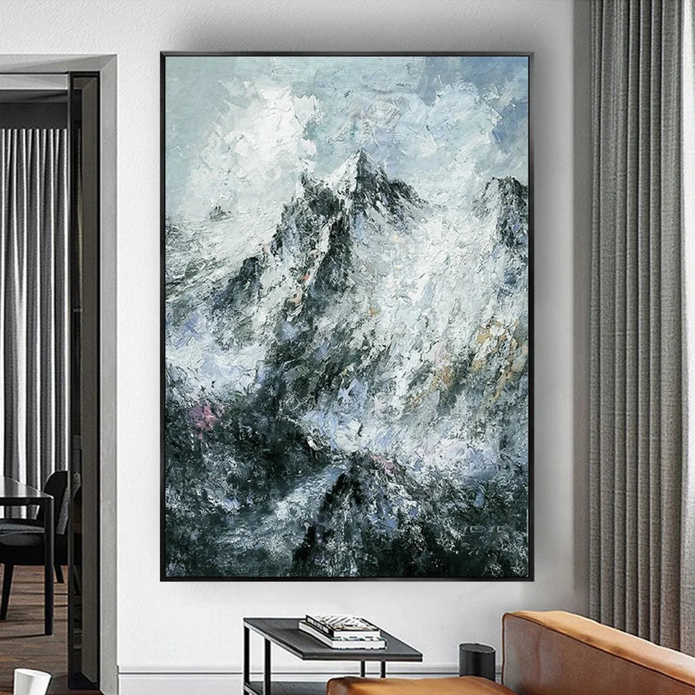 Textured Snow Mountain Peak Landscape Painting My Modern Art Textured Snow Mountain Peak Landscape Painting My Modern Art