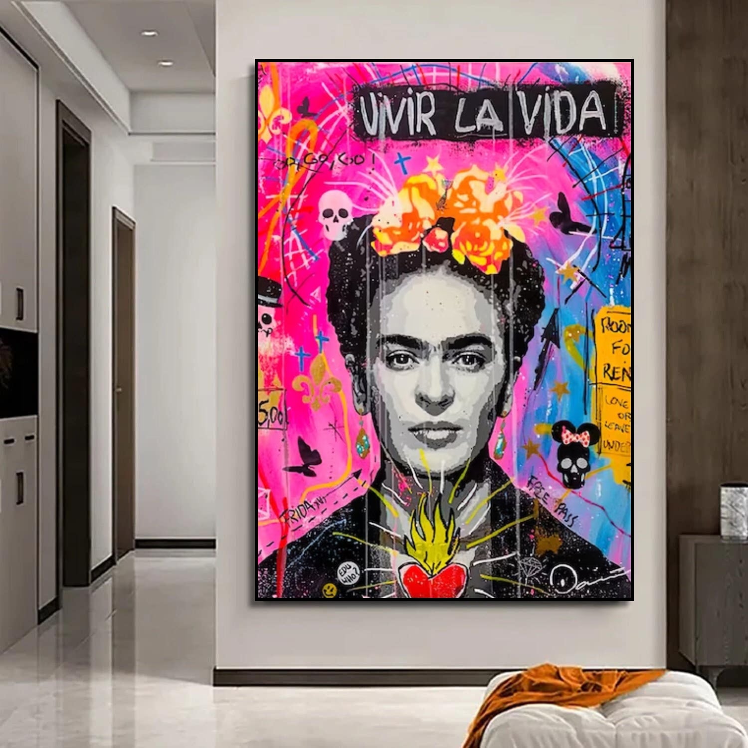 Frida Kahlo Vivir La Vida Banksy Style Graffiti Pop Art