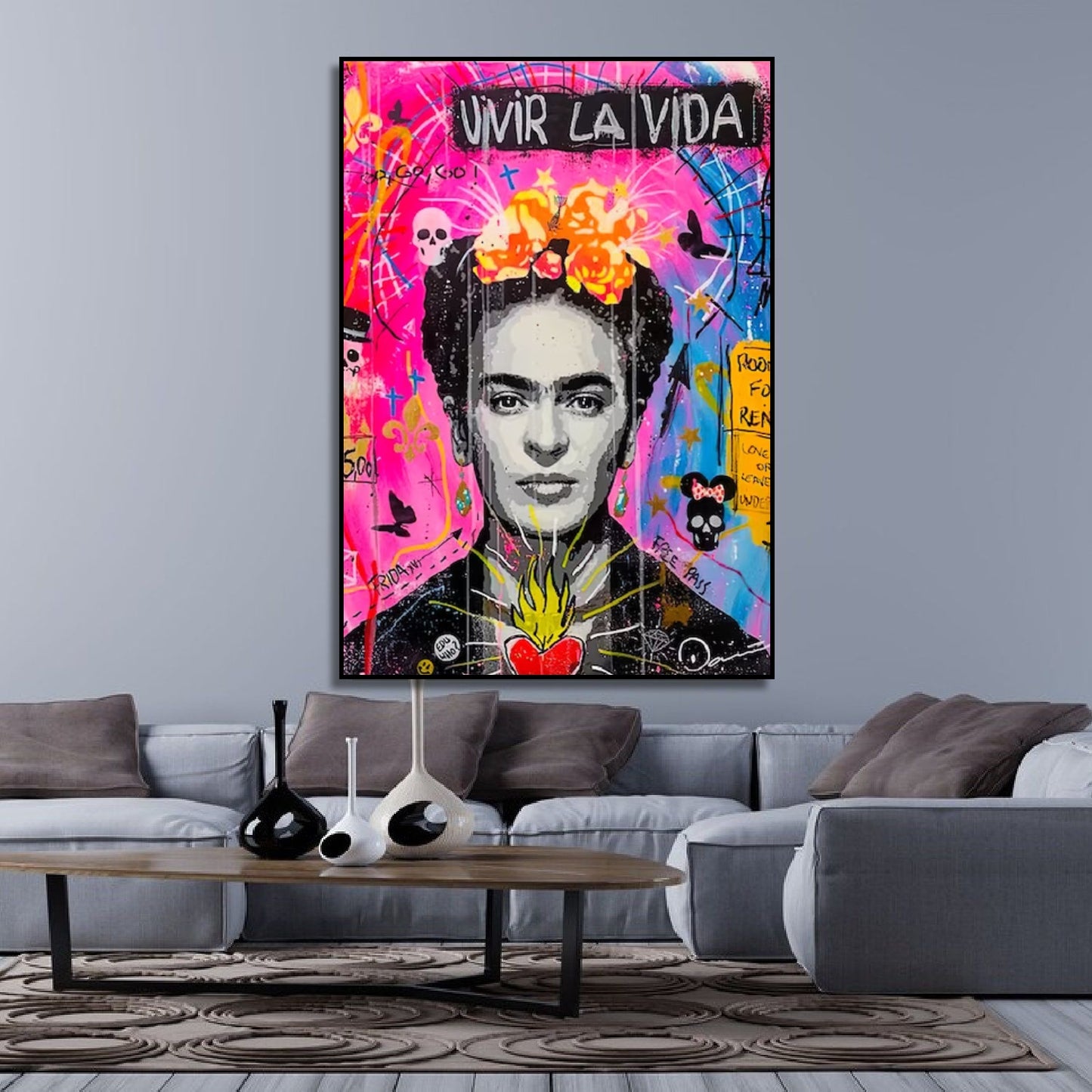 Frida Kahlo Vivir La Vida Banksy Style Graffiti Pop Art