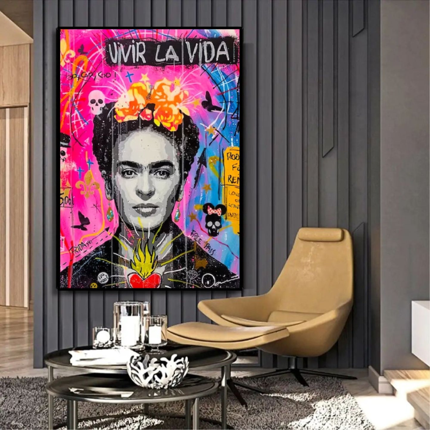 Frida Kahlo Vivir La Vida Banksy Style Graffiti Pop Art