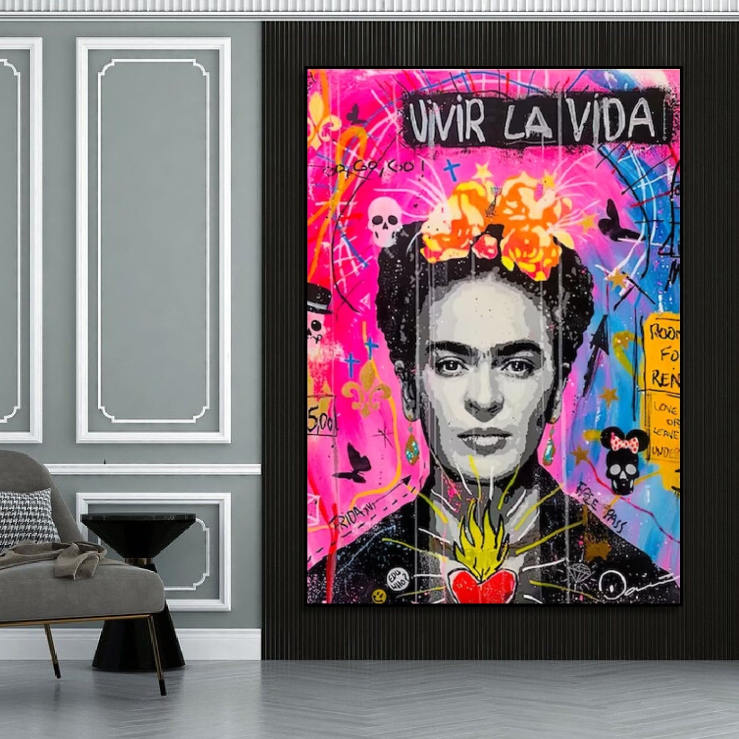 Frida Kahlo Vivir La Vida Banksy Style Graffiti Pop Art