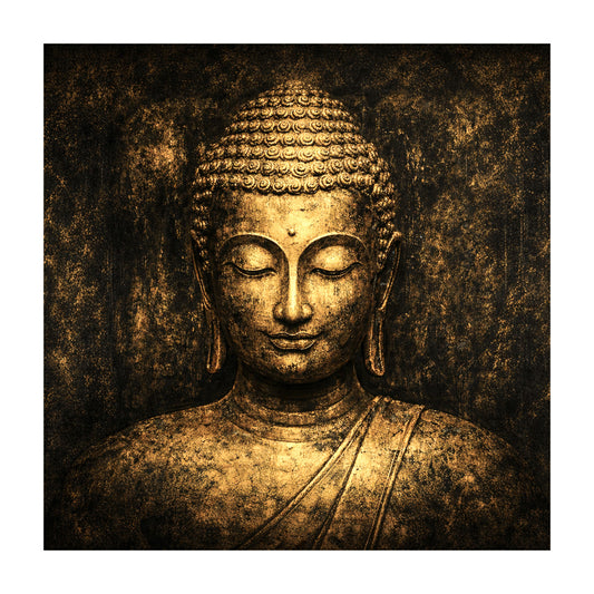 Golden Tranquillity Buddha – Heavy Textured Hand-Painted Canvas