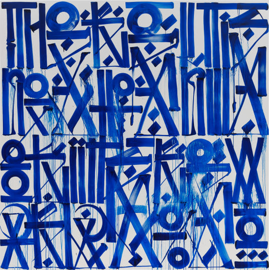 Graffiti Blue Cobalt Retna Replica Square Painting