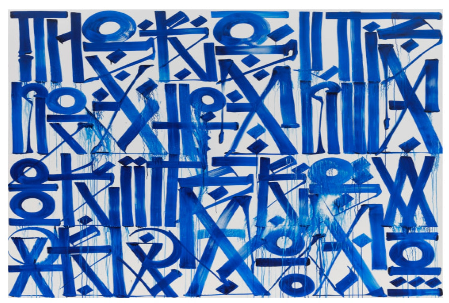 Graffiti Blue Cobalt Retna Replica Square Painting