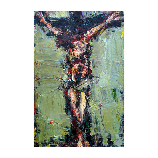 Abstract painting with bold brush strokes on a white background