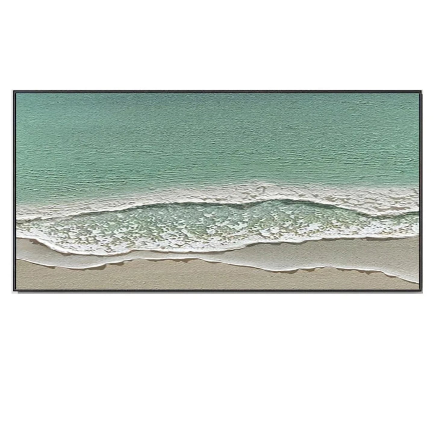 Emerald Calm Island Beach 3D Textured Oil Painting