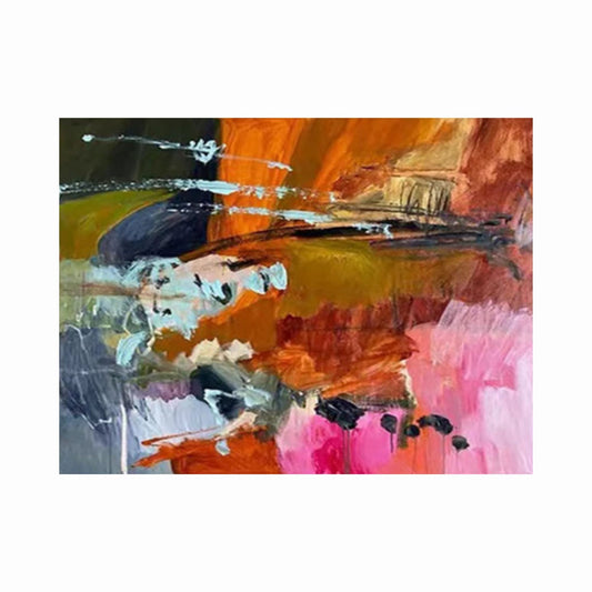 Abstract painting with a mix of colors on a white background