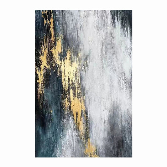 Abstract art piece with gold, black, and white colors on a white background