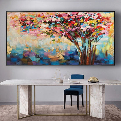 Abstract Fanciful Multicolour Tree Textured Wall Art