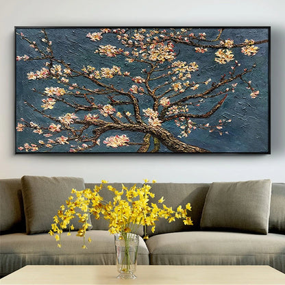 Impressionist Almond Blossom Tree Thick Textured Art