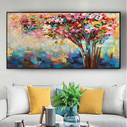 Abstract Fanciful Multicolour Tree Textured Wall Art