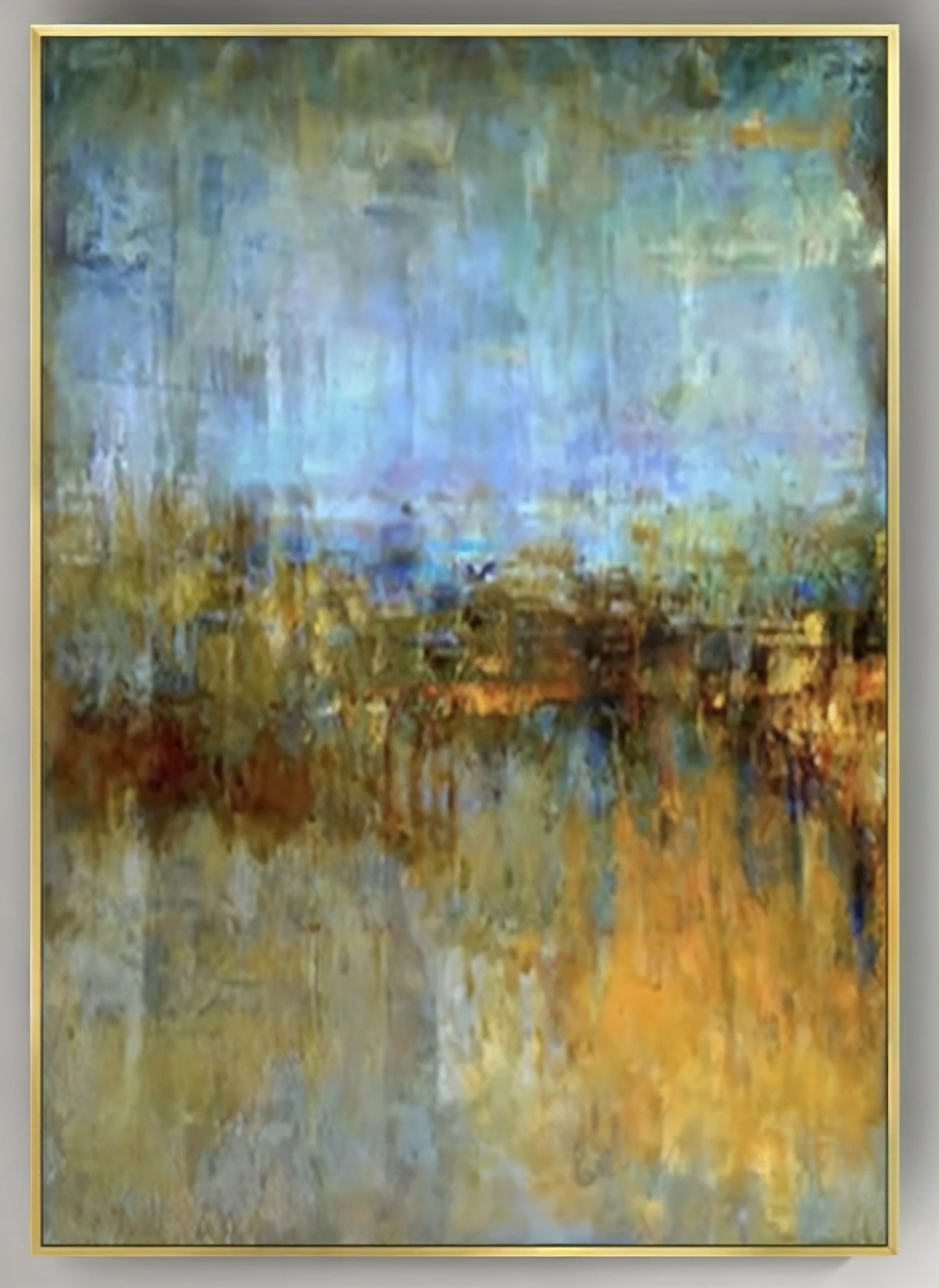 Abstract Blue Yellow Textured Modern Landscape Art