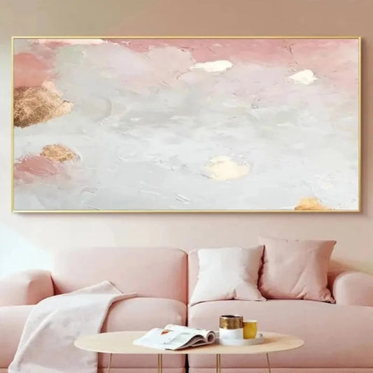 Abstract Pink Textured Cloudy Sky Modern Painting