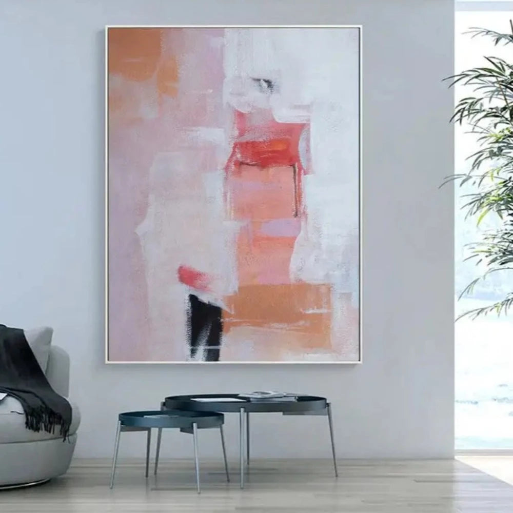 Original Light Pink Abstract Hand Painted Wall Art