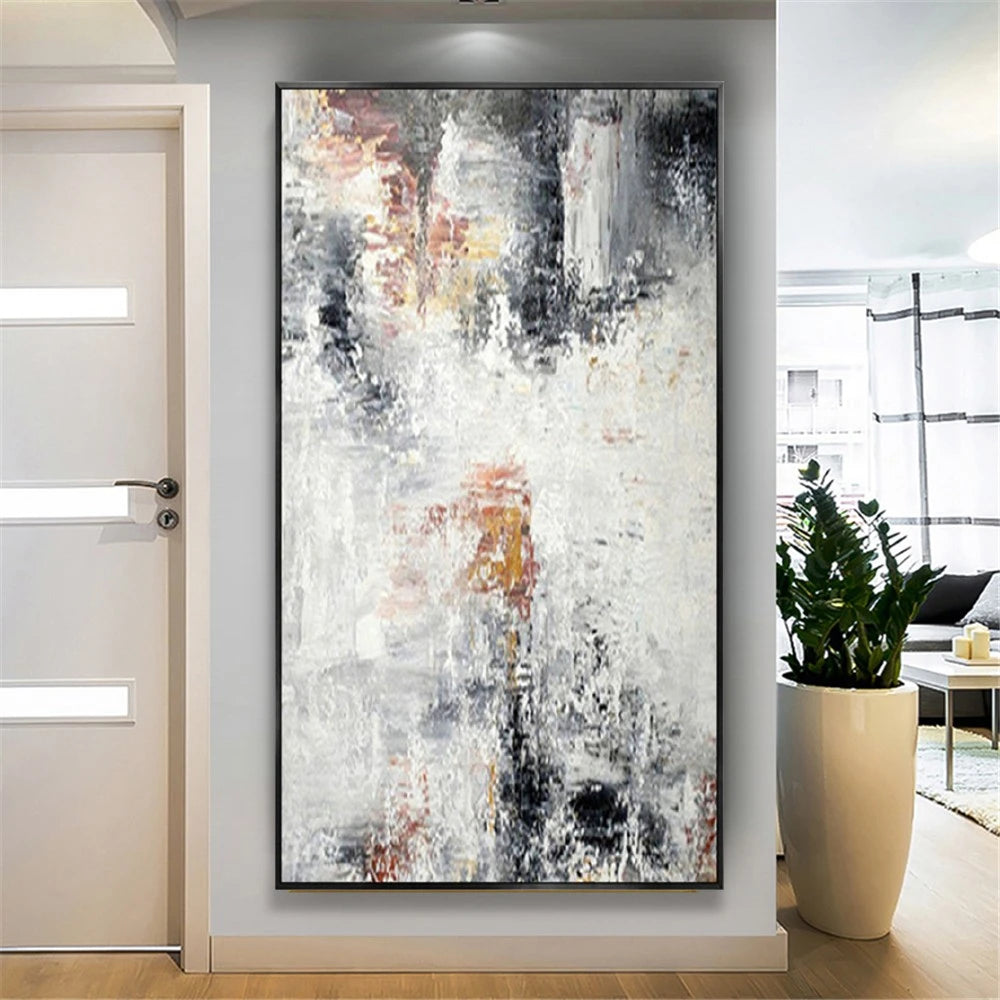 Large Abstract White Textured Wall Decoration Painting