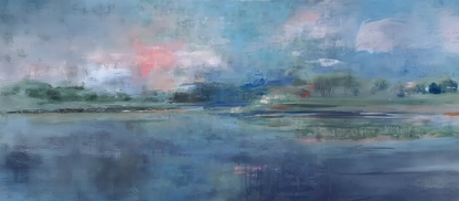 Large Abstract Blue Ocean Landscape Wall Art