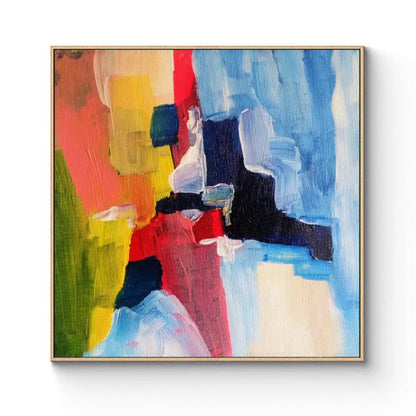 Abstract Blue Red Textured Minimalist Wall Painting