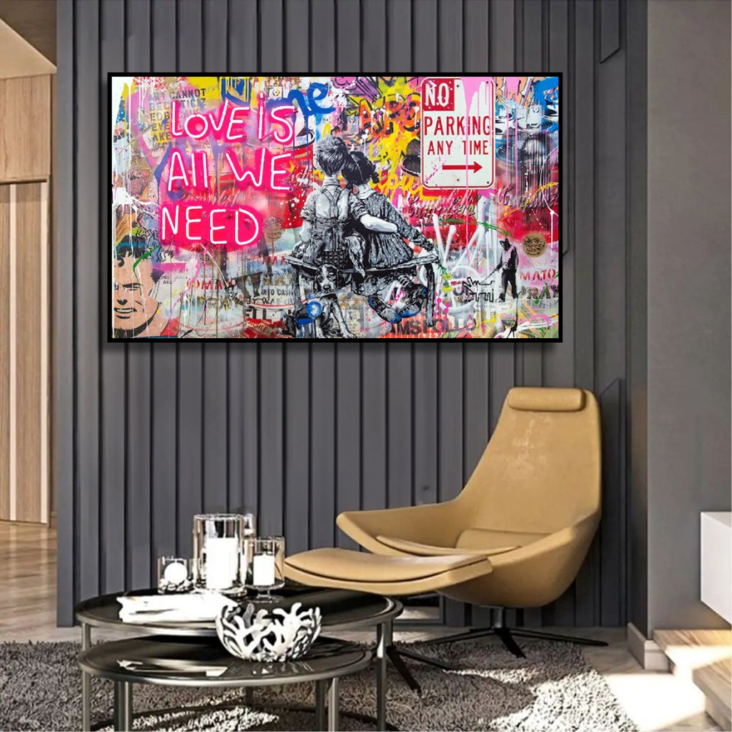 Love is All We Need Romantic Kids Graffiti Wall Art