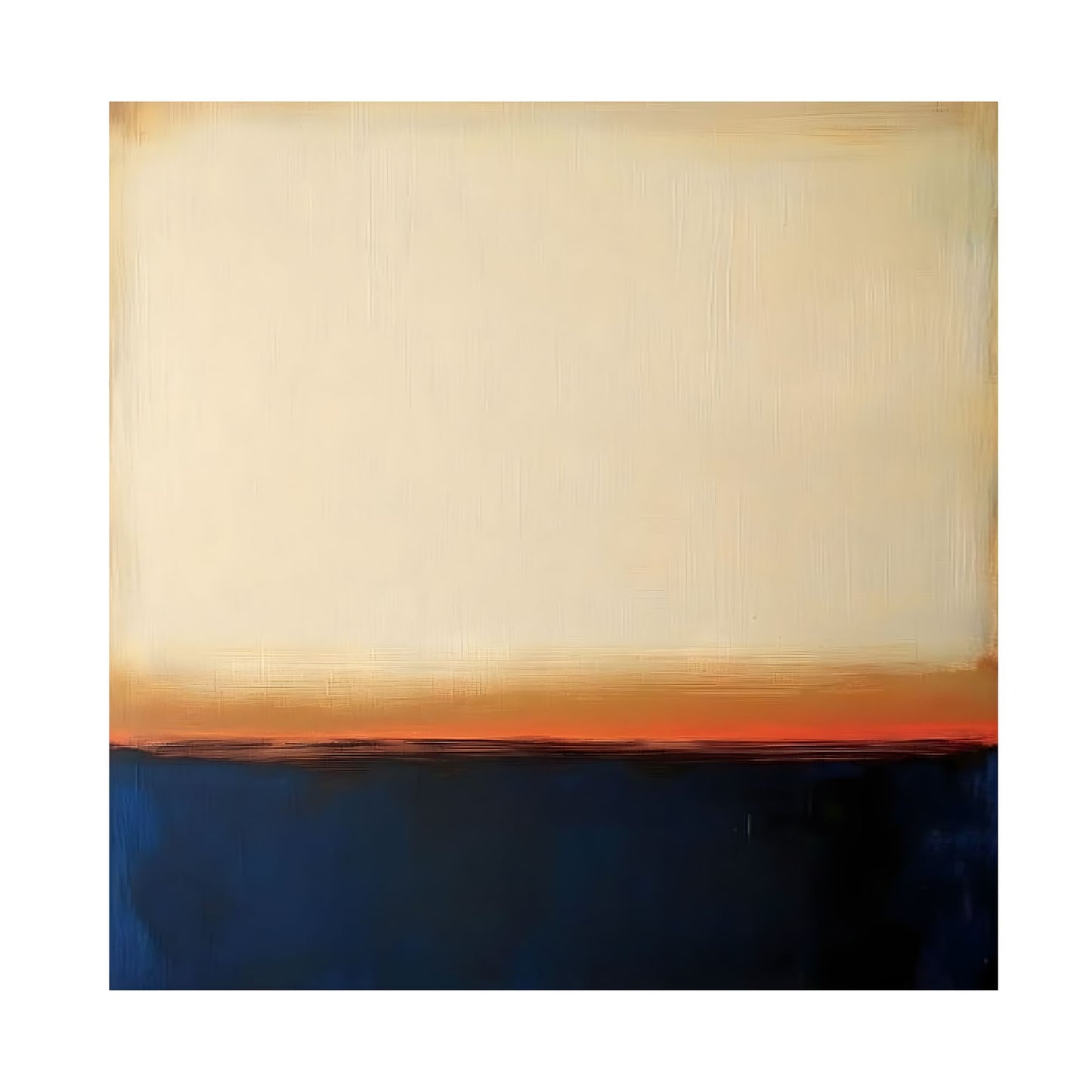 Abstract art with horizontal color bands on a white background