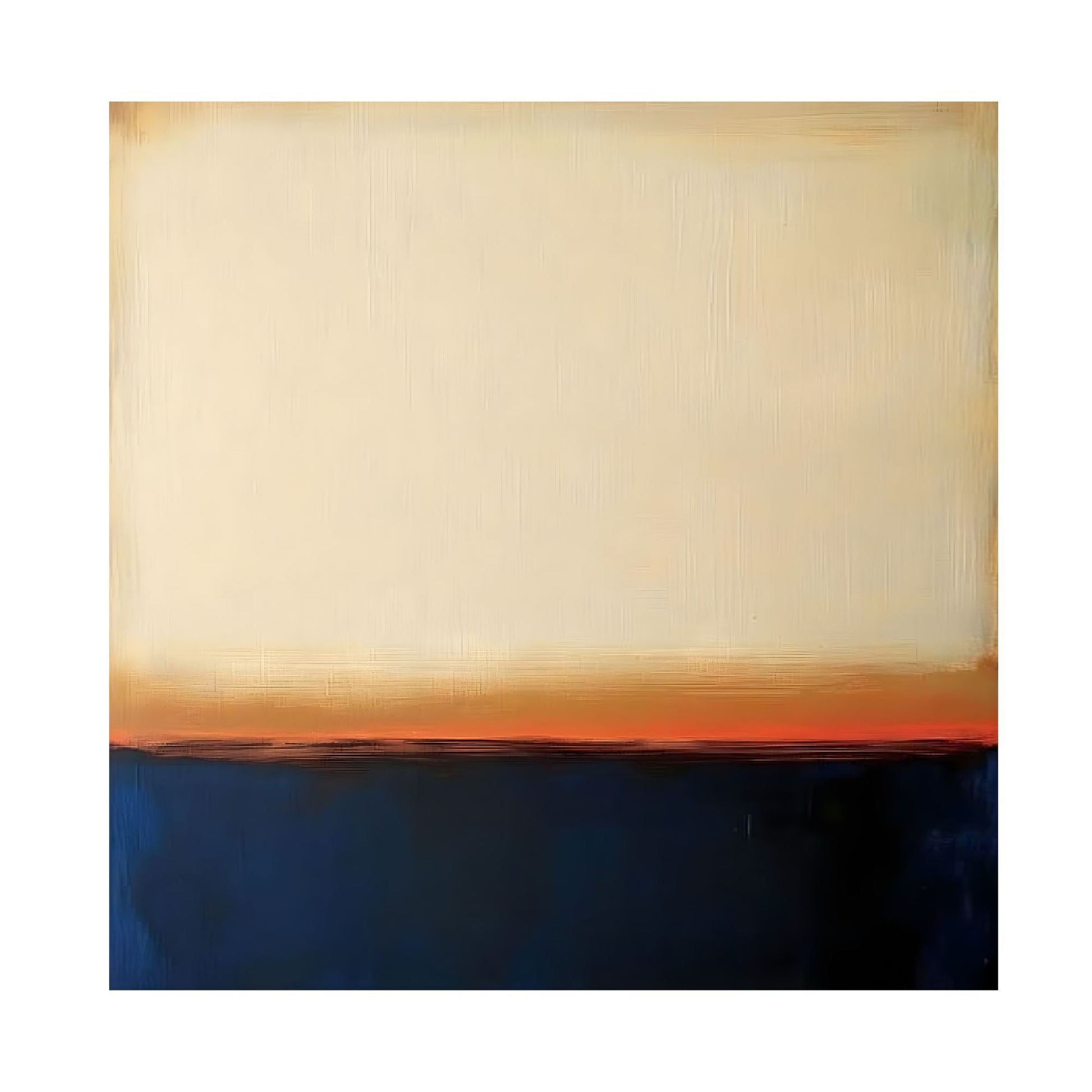 Abstract art with horizontal color bands on a white background