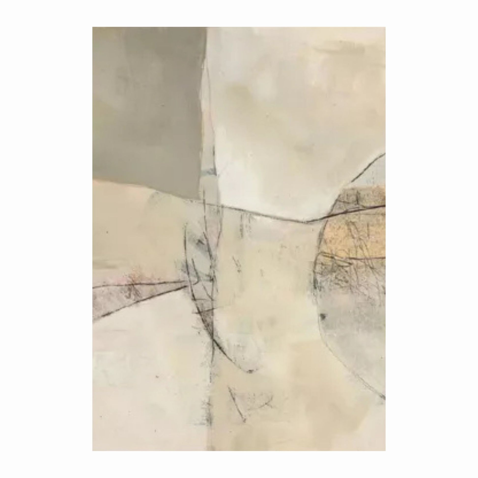 Abstract art piece with soft, muted colors on a white background