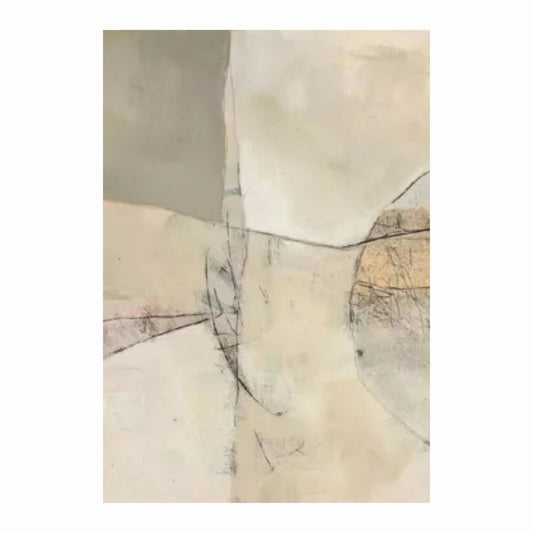 Abstract art piece with soft, muted colors on a white background