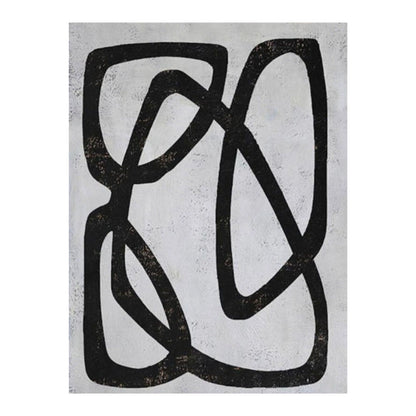 Abstract black line art on a textured gray background