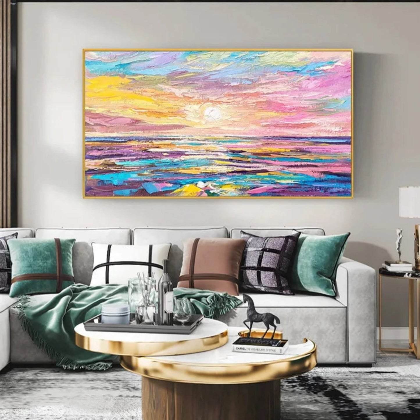 Modern Sea Sunrise Palette Knife Abstract Painting