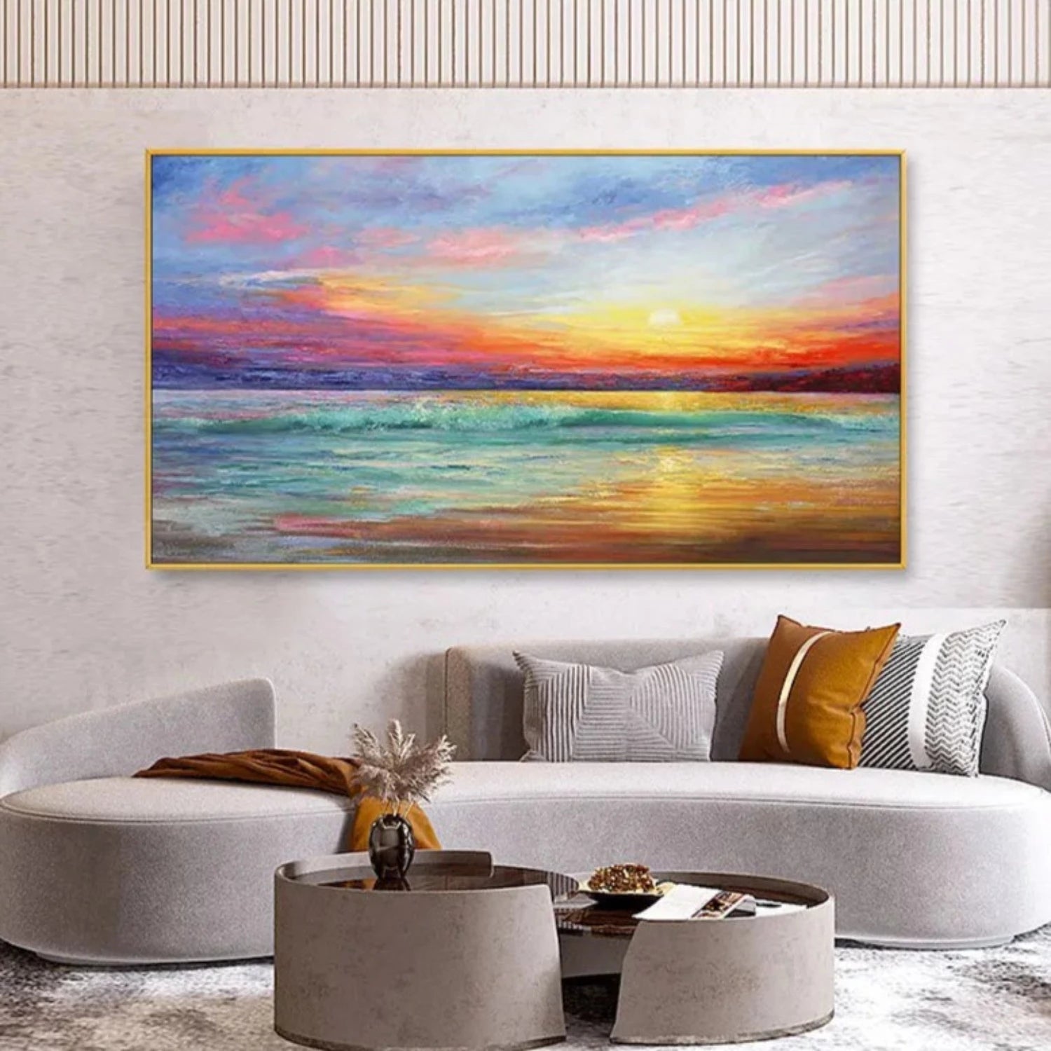 Colourful Textured Beach Sunset Wall Hanging Art