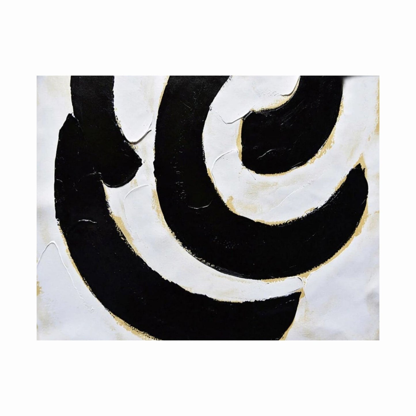 Abstract design with black and white concentric circles on a white background