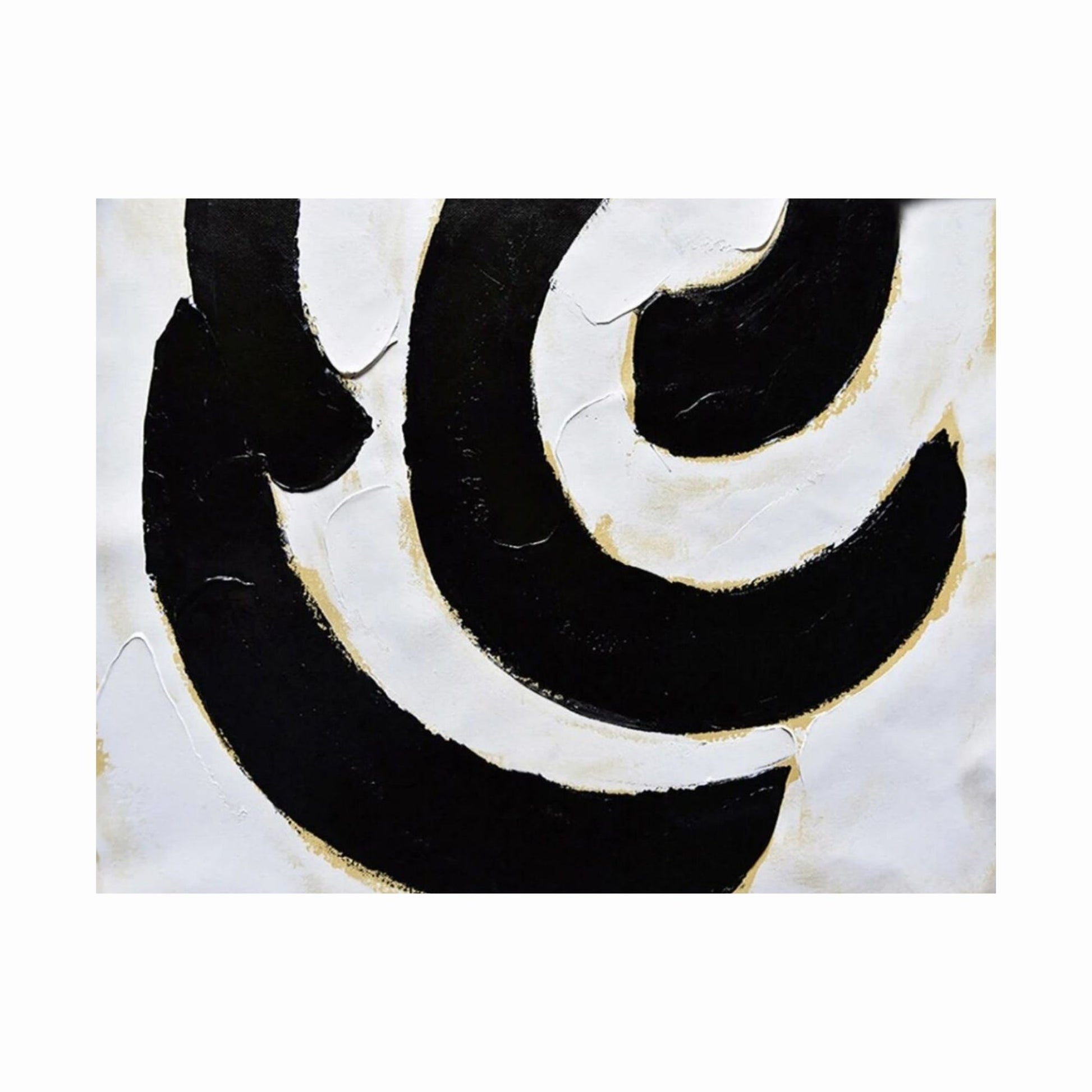 Abstract design with black and white concentric circles on a white background