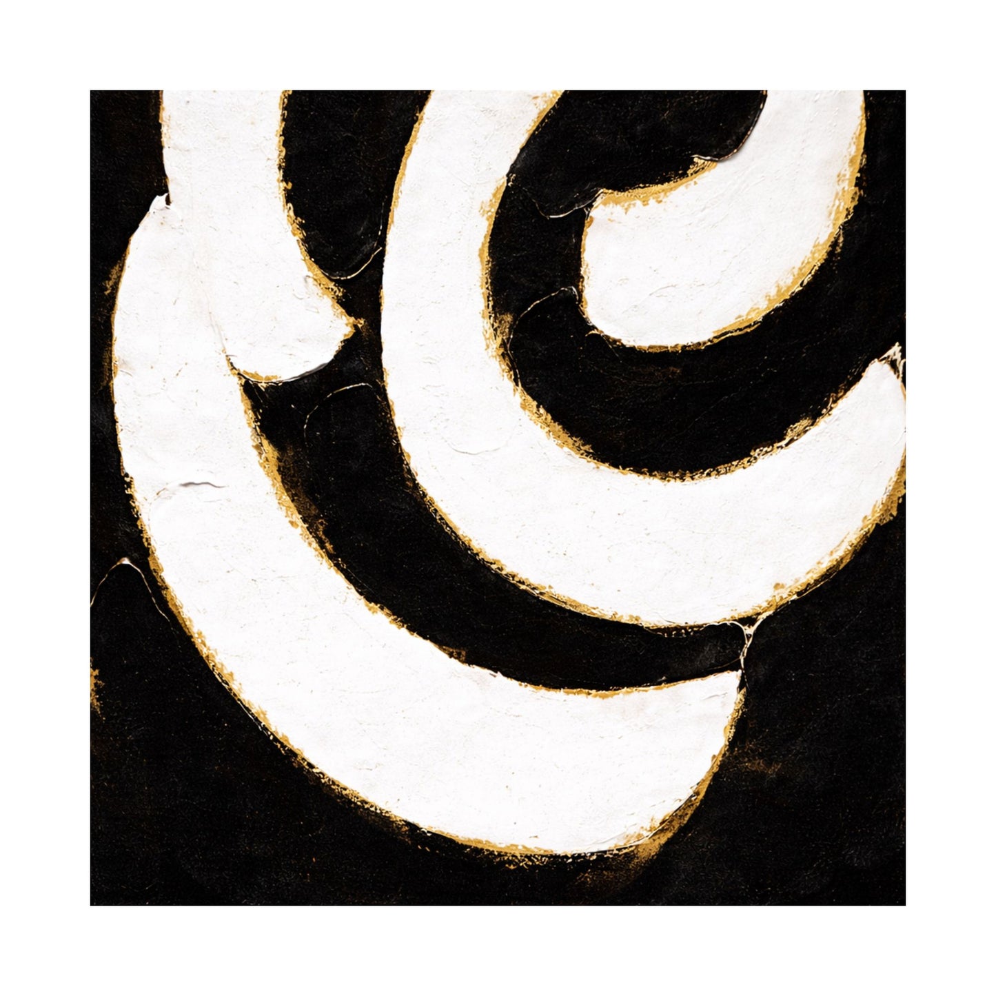 Decorative tile with concentric black and white circles on a gold border