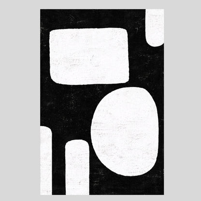 Abstract black and white art print on a light gray background