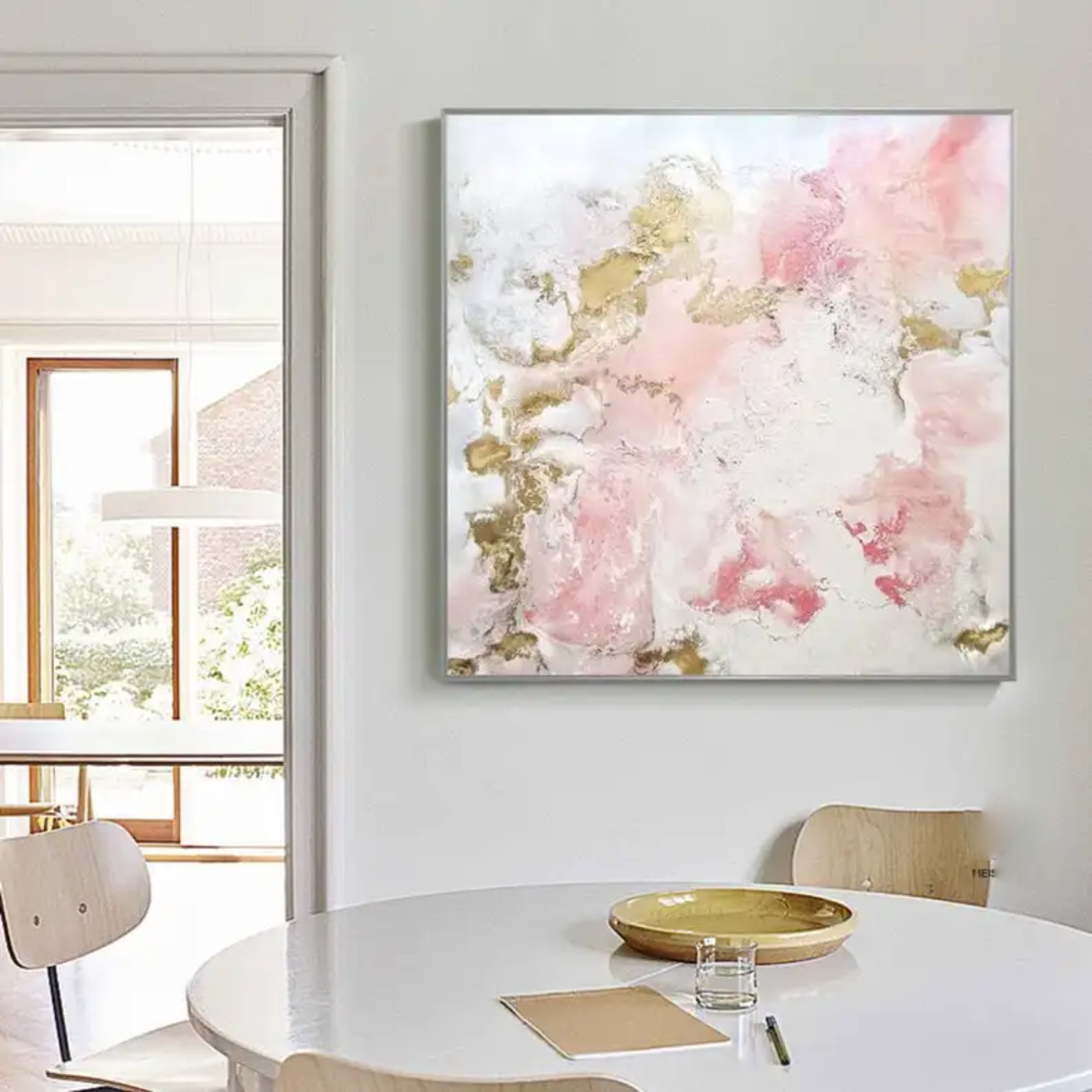 Elegant Pink and Gold Abstract Art