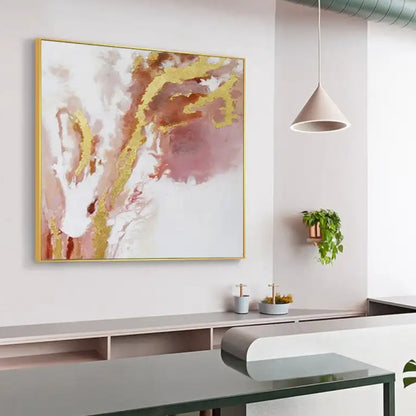Abstract Pink and Gold Foil Textured Modern Painting
