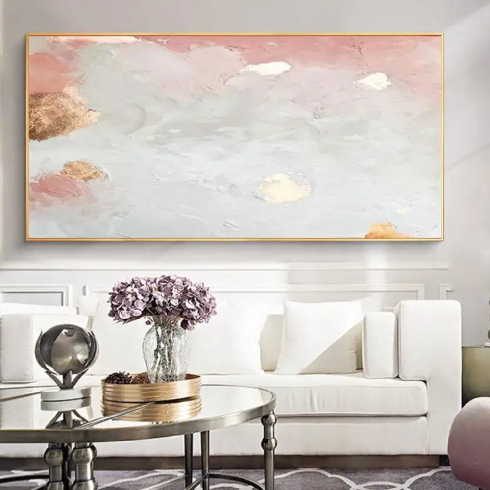 Abstract Pink Textured Cloudy Sky Modern Painting