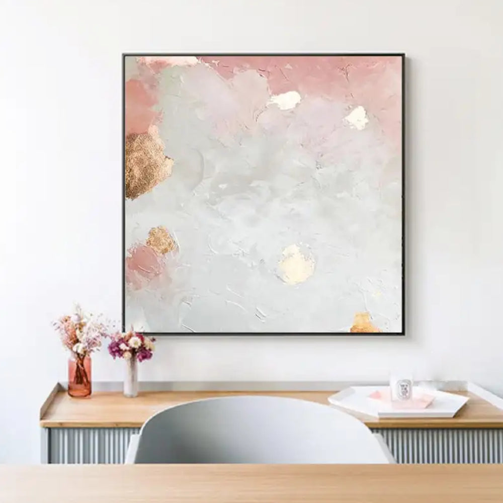 Abstract Pink Textured Cloudy Sky Modern Painting